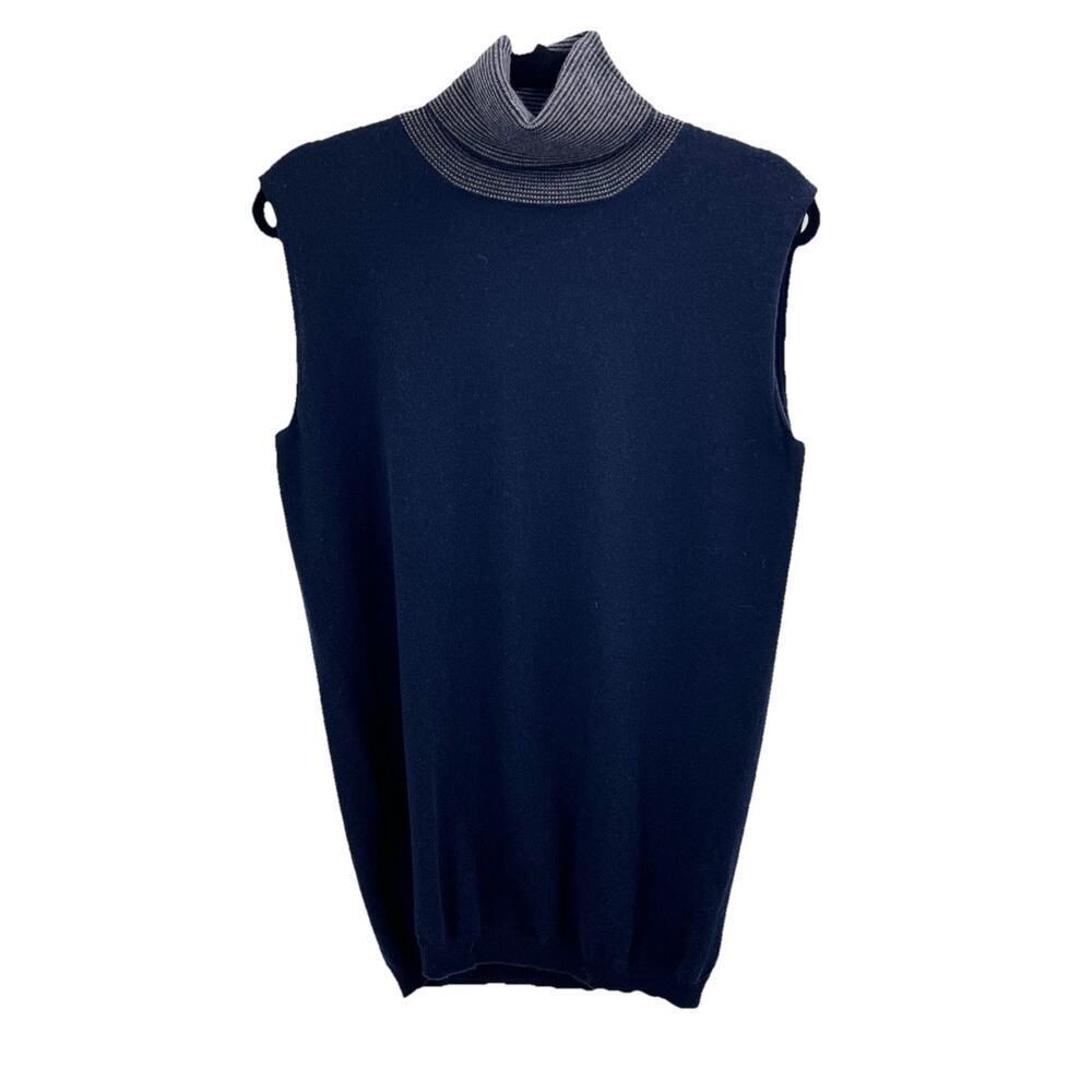 Agnona for Bergdorf Goodman Black Cashmere Turtleneck Sleeveless Sweater
